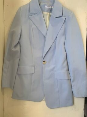 MORA Pastel Blue Single-Button Tailored Blazer